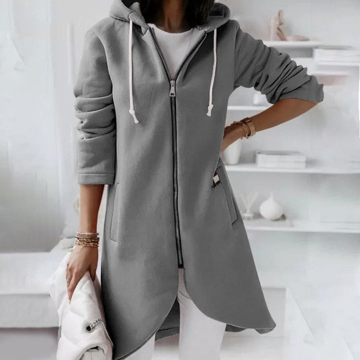 Dame hoodie vest med lynlås og hætte – Shaly