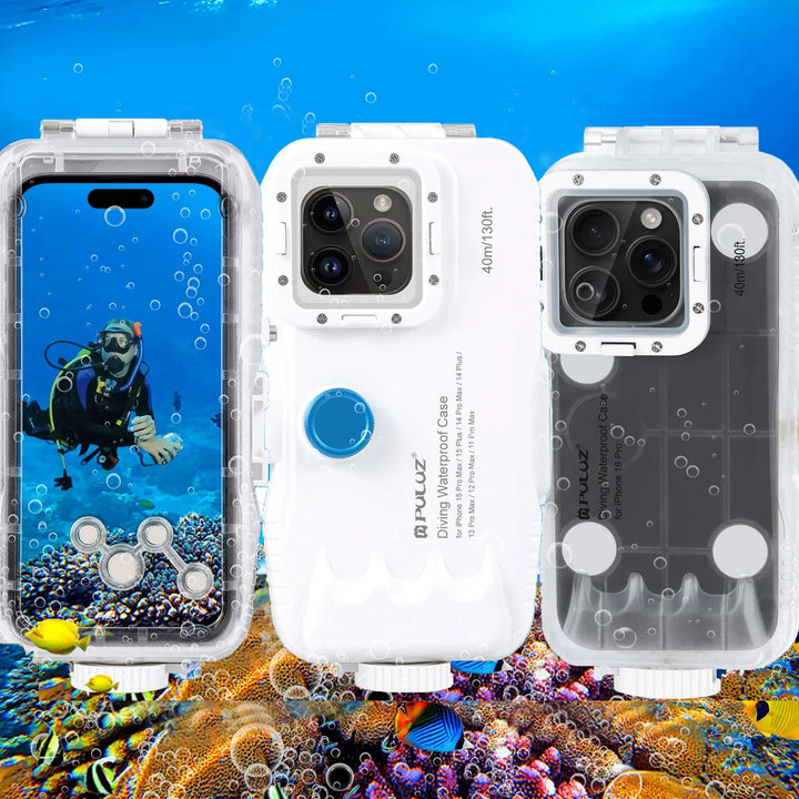 Vandtæt dykkeretui til iPhone med 40 m dybdebeskyttelse og touchkontrol – AquaShield