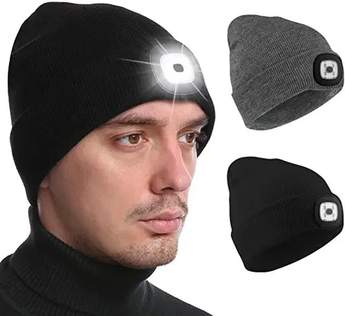 Varm LED-beaniehue med lys - Robin