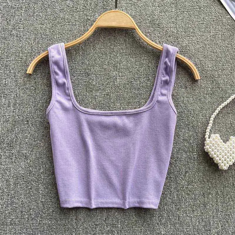 Rygfri cropped tanktop i ensfarvet – Zayra
