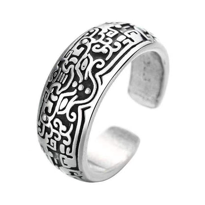 Silberner verstellbarer Ring mit keltischem Muster, Unisex-Schmuck, Vintage-Stil.