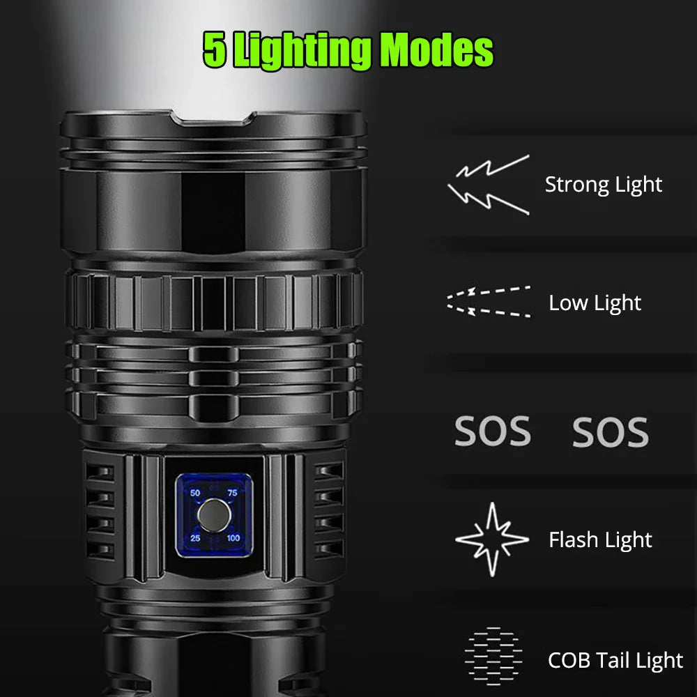 Genopladelig 10000 Lumen LED Lommelygte – Striker