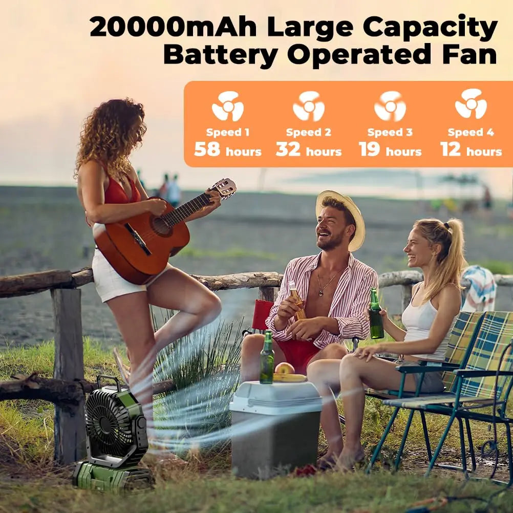 Campingvifte med 20.000mAh batteri, LED-lys og fjernbetjening – AirMate