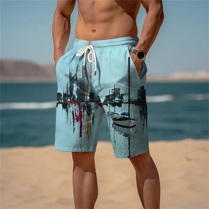 Badeshorts til herre Bomuld 3D-print Åndbar Sommerlook - Jamal