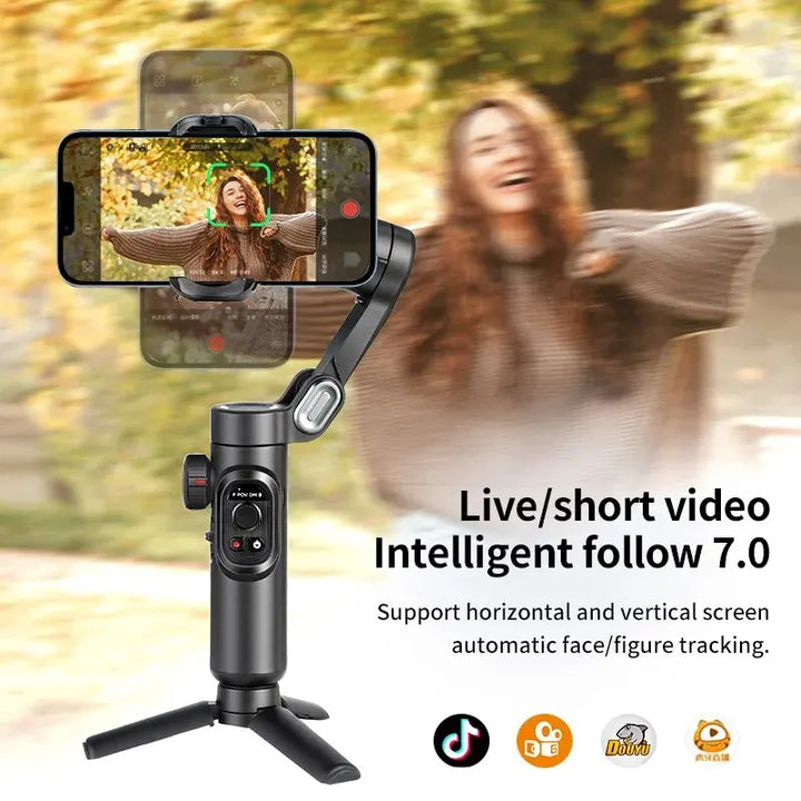 3-aksers smartphone gimbal stabilisator med AI tracking og ansigtsgenkendelse – Alvion