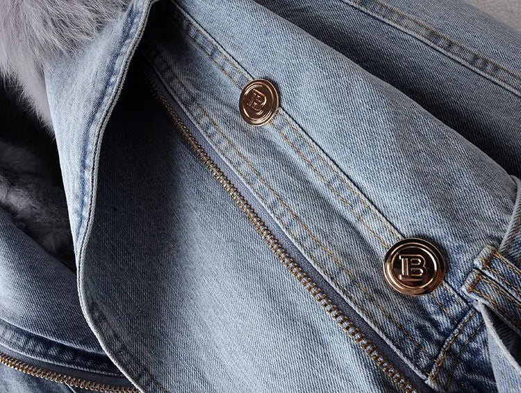 Denim og kunstpels Elegance-jakke - Stella
