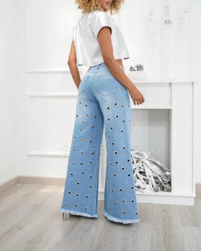 Retro Komfort Højtaljede Flare-Jeans - Leona