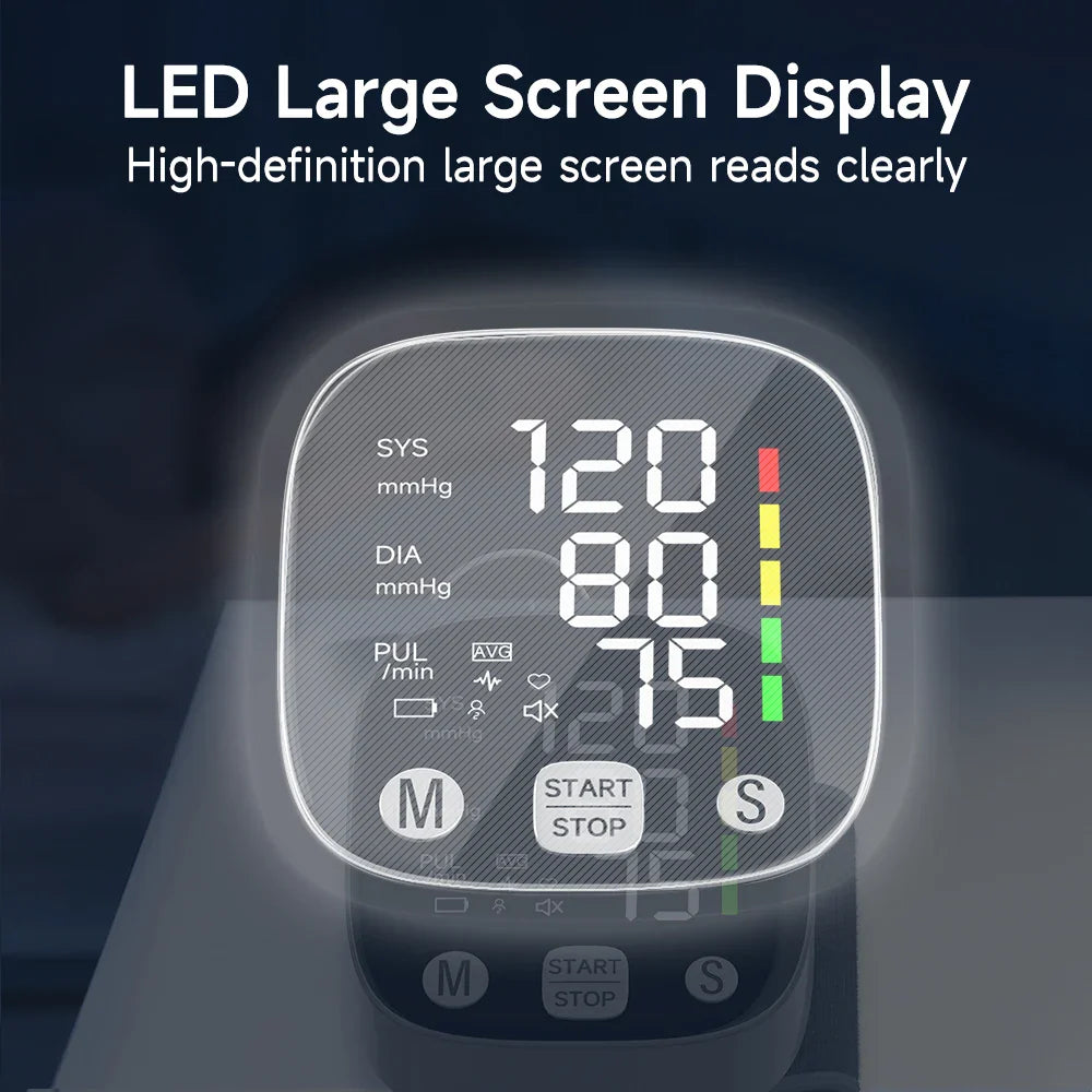 Genopladeligt LED håndleds blodtryksmonitor med talefunktion – HeartGuard