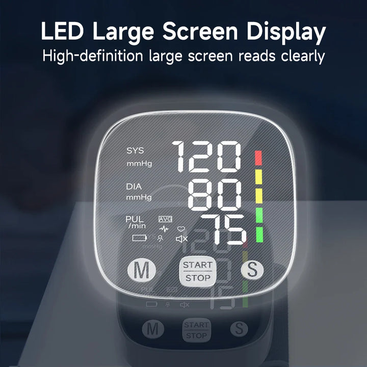 Genopladeligt LED håndleds blodtryksmonitor med talefunktion – HeartGuard