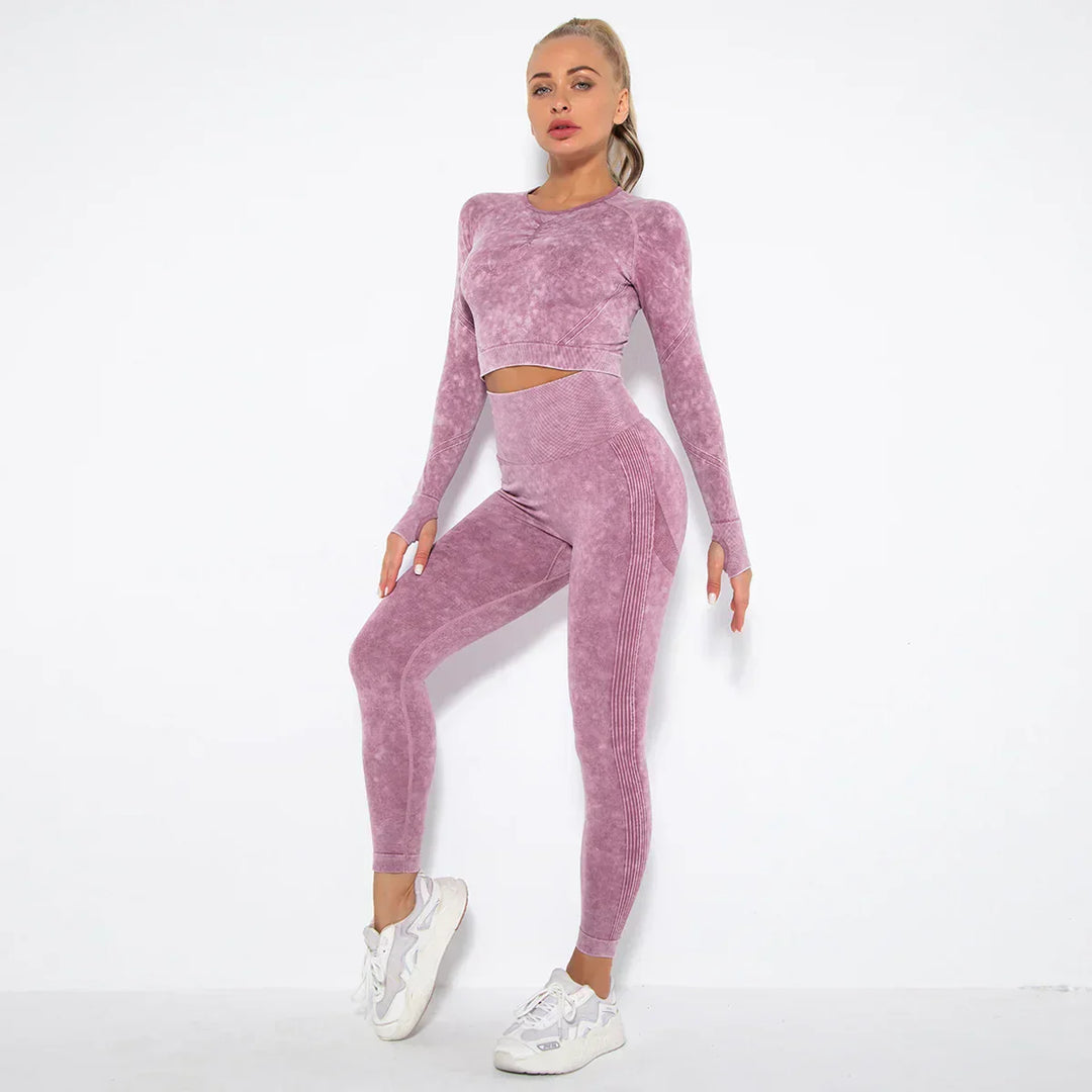 Sømløst yogasæt til kvinder med cropped top - Nova