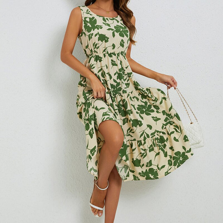 Sommer midi-kjole med blomsterprint – Fenna