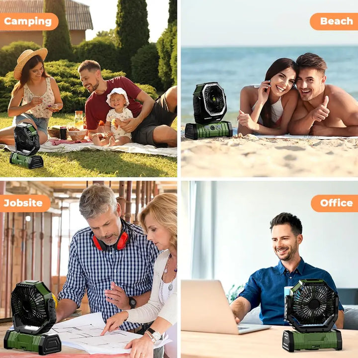 Campingvifte med 20.000mAh batteri, LED-lys og fjernbetjening – AirMate