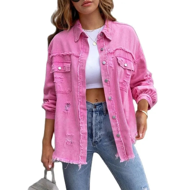 Boho damejeansjakke med efterårsagtigt Ibiza-flair og slim fit – Yara