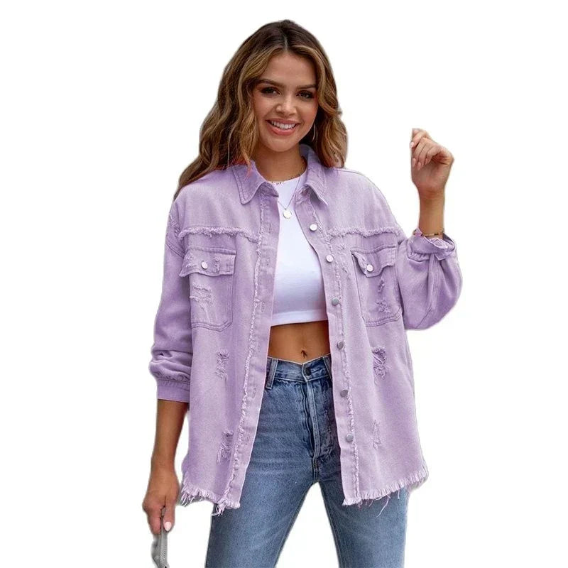 Boho damejeansjakke med efterårsagtigt Ibiza-flair og slim fit – Yara