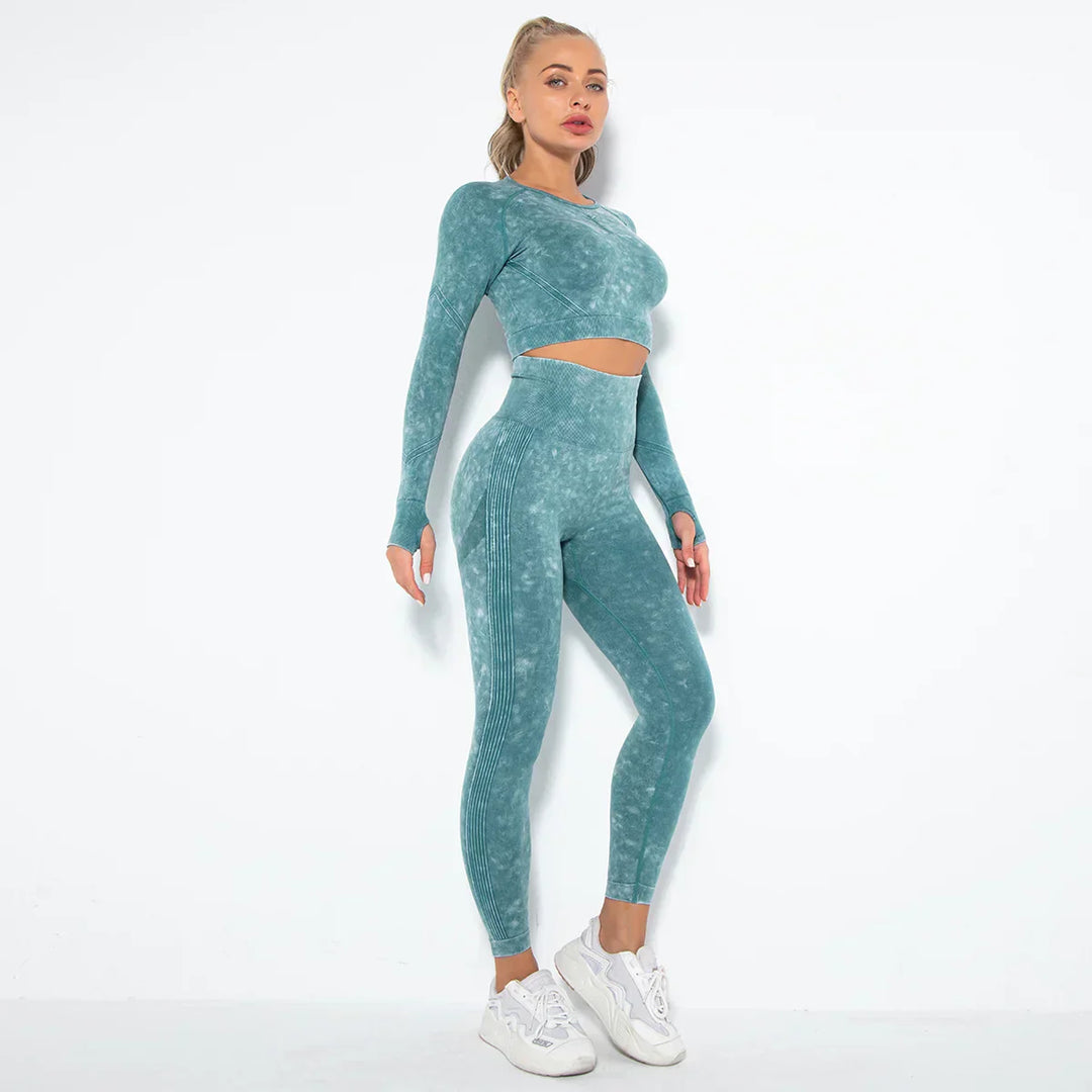 Sømløst yogasæt til kvinder med cropped top - Nova