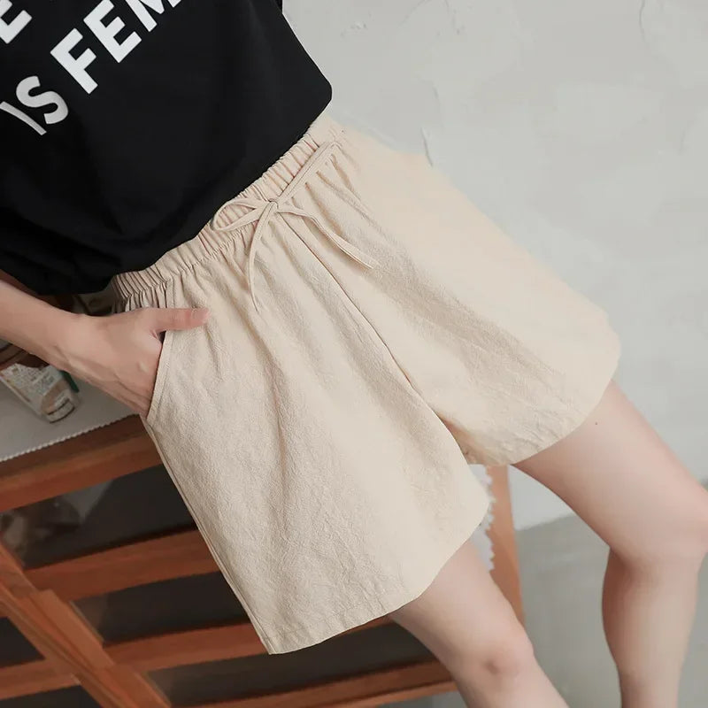 Luftige hørshorts til damer med høj talje og sporty pasform – Fenja