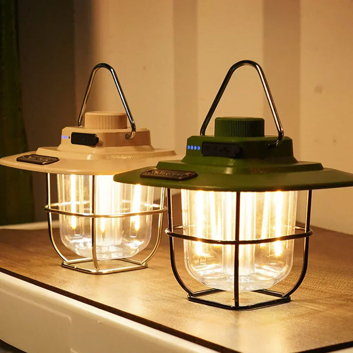 Retro Genopladelig LED Campinglanterne - NostalgiaGlow