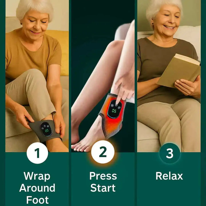 3-i-1 Elektrisk Ankelmassager med Varme & Vibration – Orion
