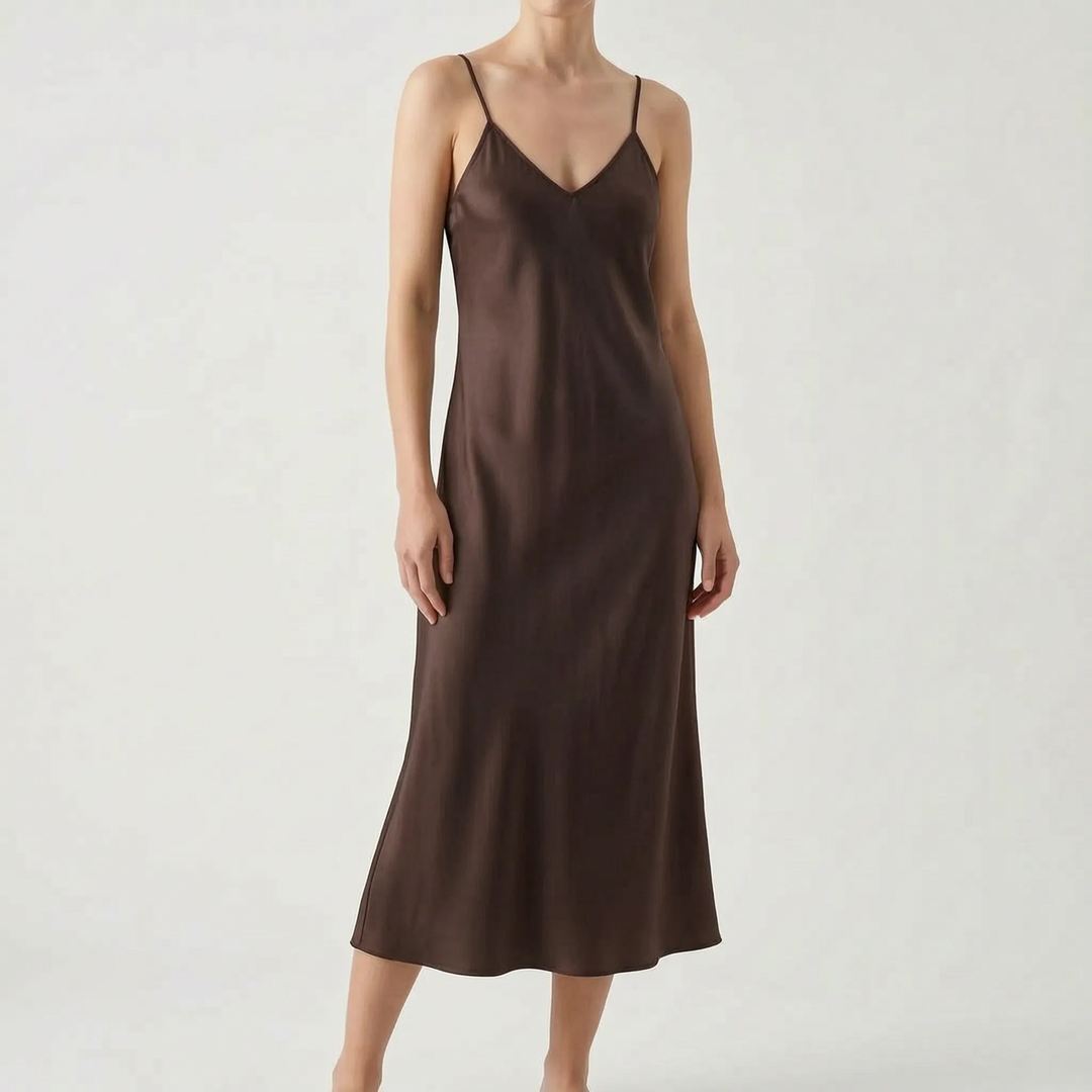 Satin Texture Slip Dress -  Lois