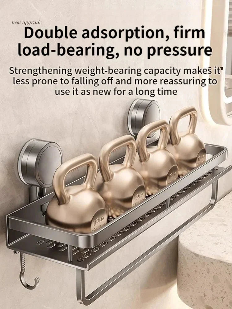 Suction Cup Bathroom Shelf | No-Drill | Drainage Rack Organizer 3