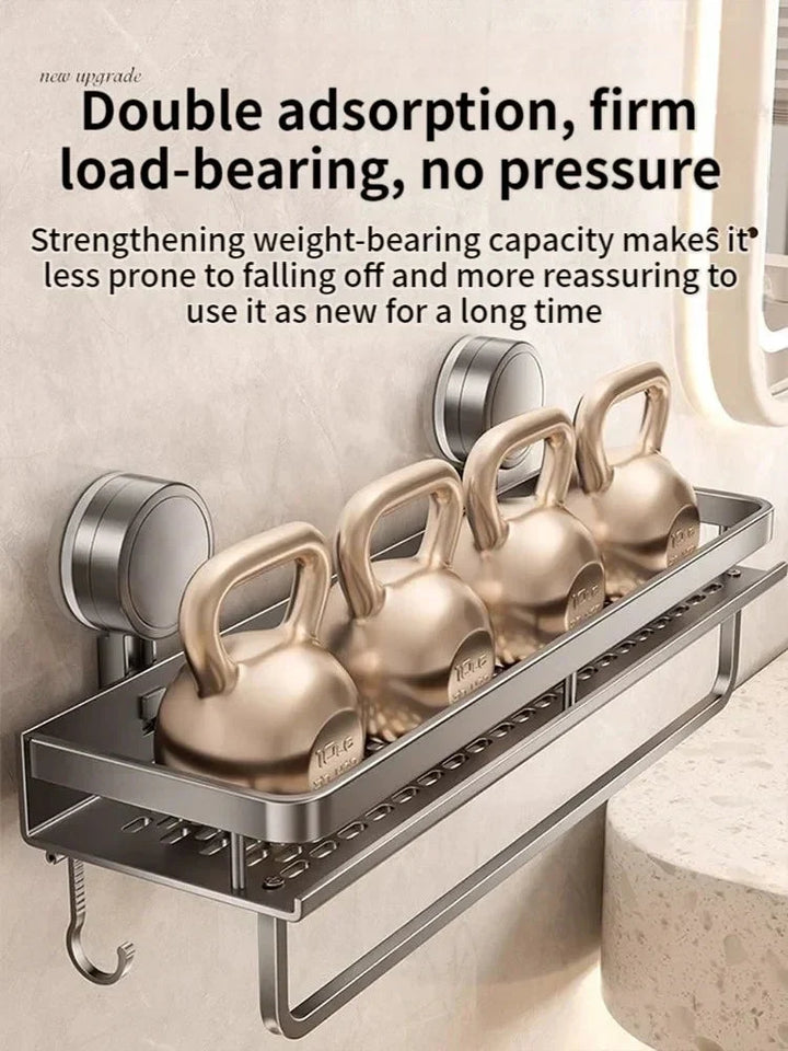 Suction Cup Bathroom Shelf | No-Drill | Drainage Rack Organizer 3