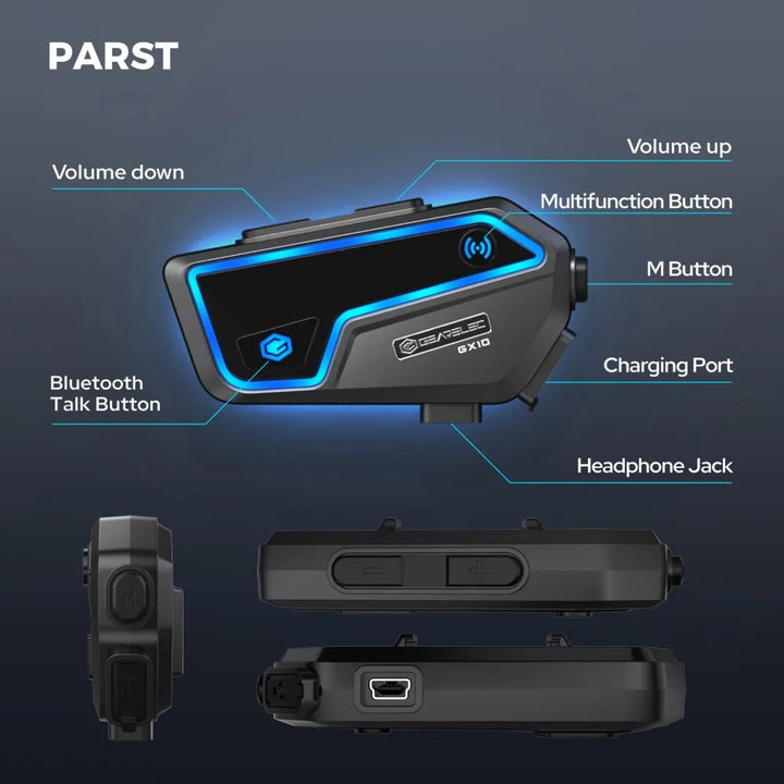 Bluetooth motorcykel intercom 10 ryttere & IP67 vandtæt – RideSync