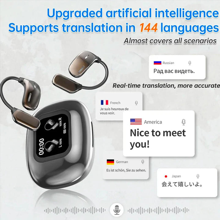 Øjeblikkelig oversættelse earbuds med LCD berøring – Lexora