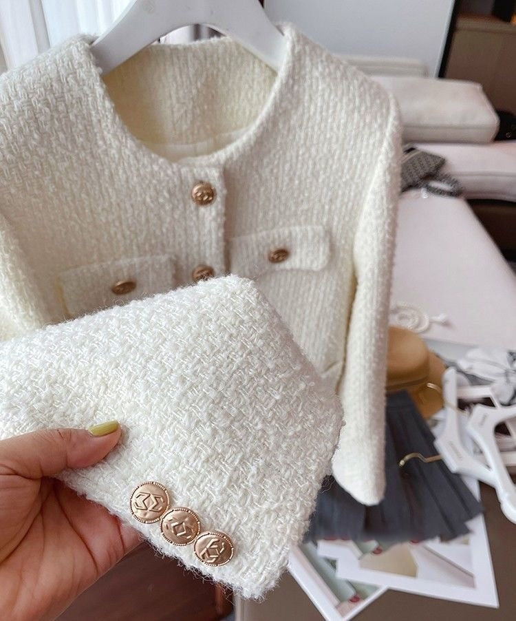 Dame strikjakke med rund hals – Celeste