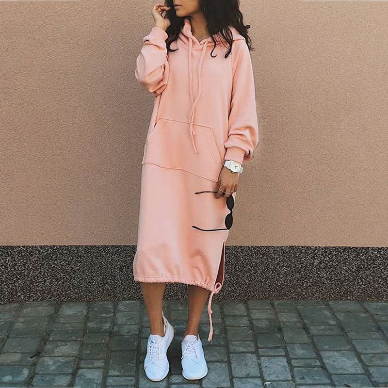 Stilfuld Lang Hoodie-kjole - Elina