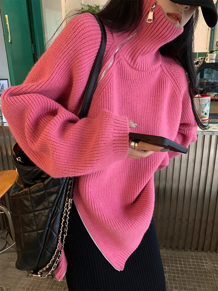 Dame strikvest med lynlås - Clara
