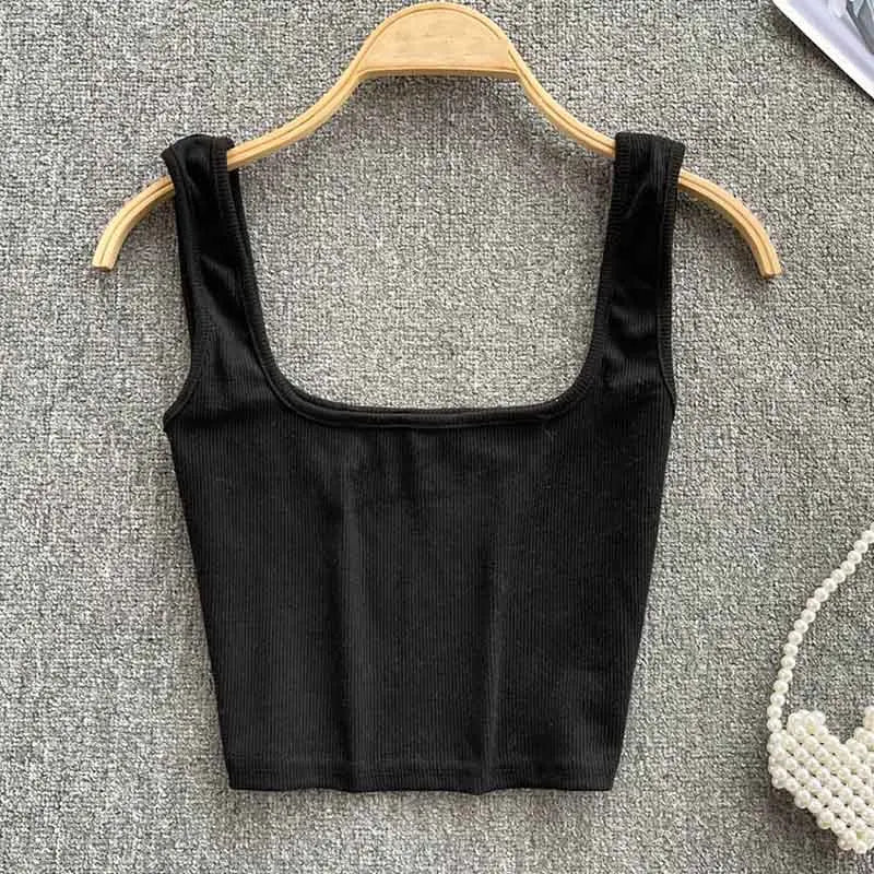 Rygfri cropped tanktop i ensfarvet – Zayra