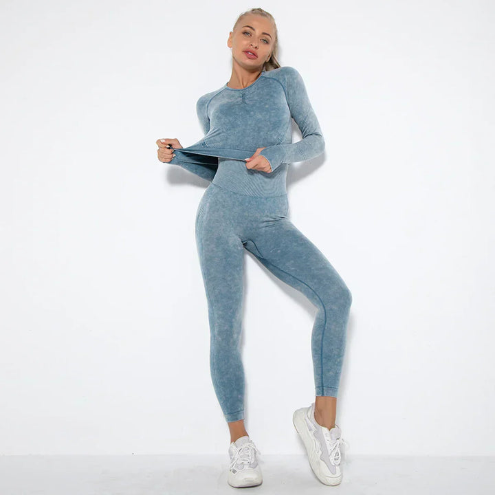 Sømløst yogasæt til kvinder med cropped top - Nova