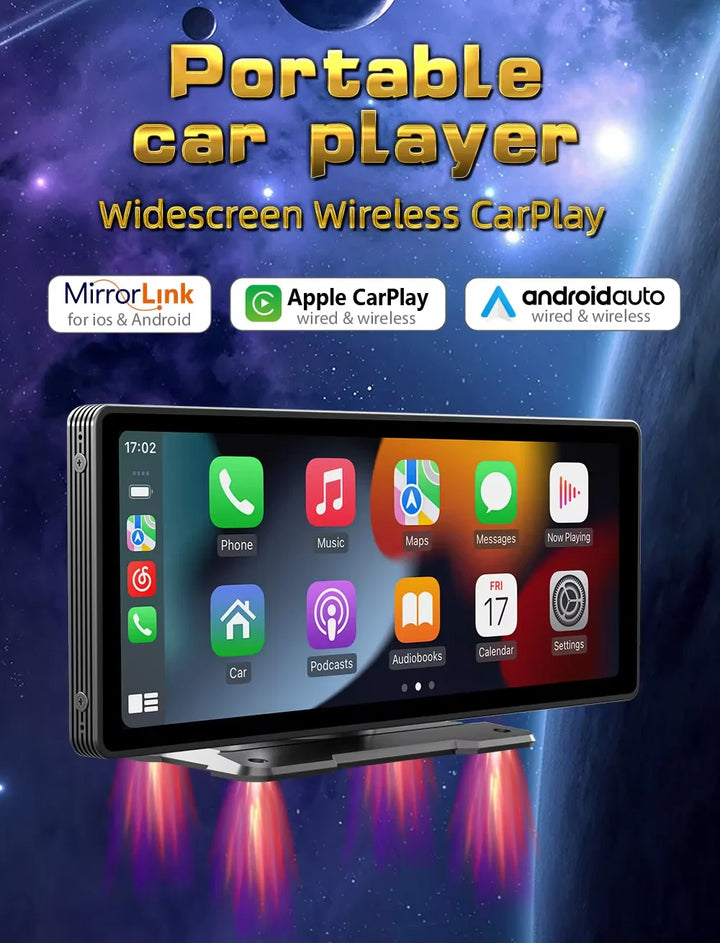 Universal 10,26-tommer (26,06 cm) bilmultimediaafspiller med trådløs CarPlay og Android Auto