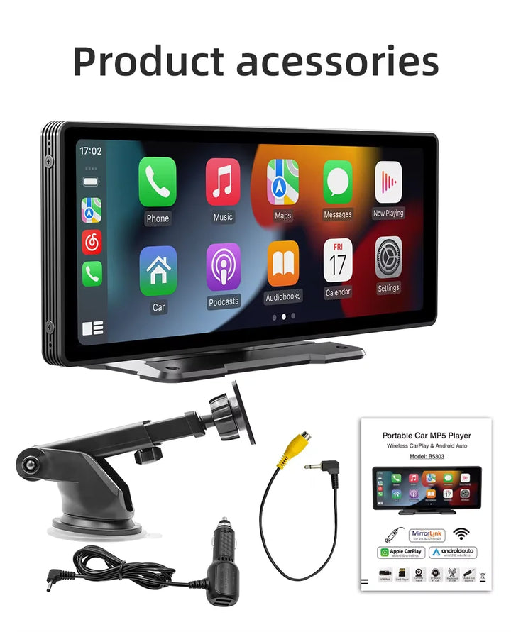 Universal 10,26-tommer (26,06 cm) bilmultimediaafspiller med trådløs CarPlay og Android Auto