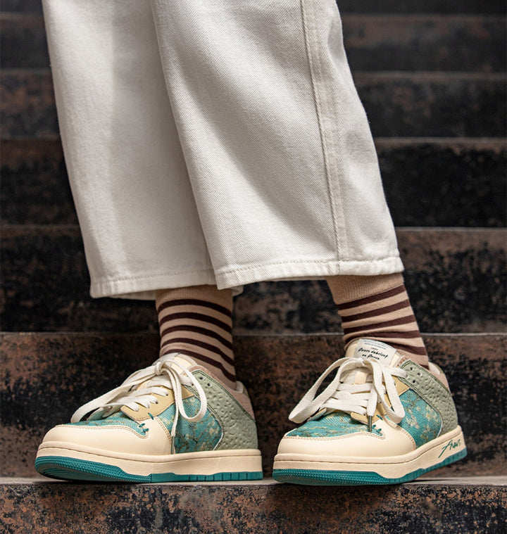 Stilfulde unisex kunst-sneakers med mandelblomstprint – Arta