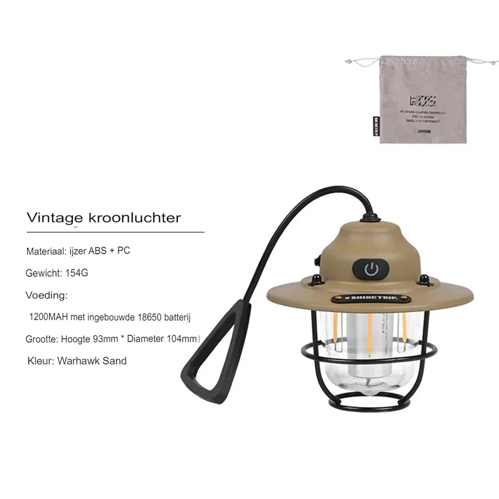 Retro Genopladelig LED Campinglanterne - NostalgiaGlow