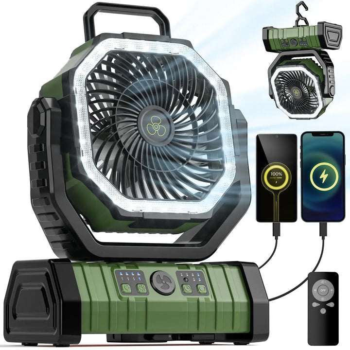 Campingvifte med 20.000mAh batteri, LED-lys og fjernbetjening – AirMate