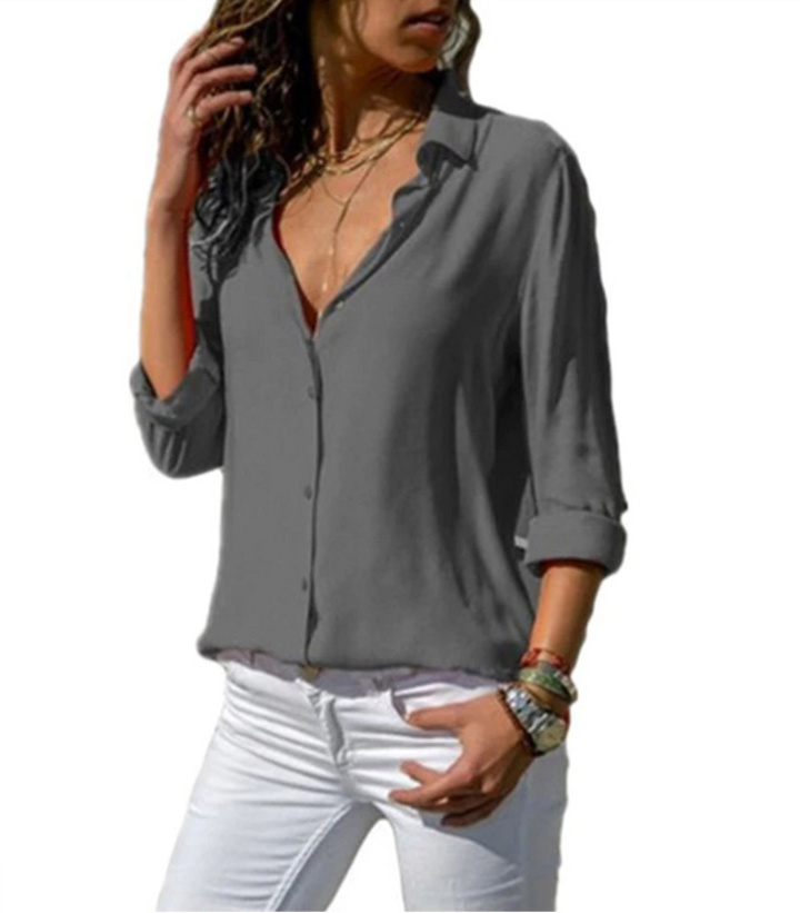 Trendede damebluse med knaplukning – Lorena