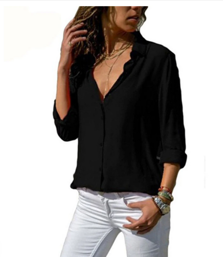 Trendede damebluse med knaplukning – Lorena