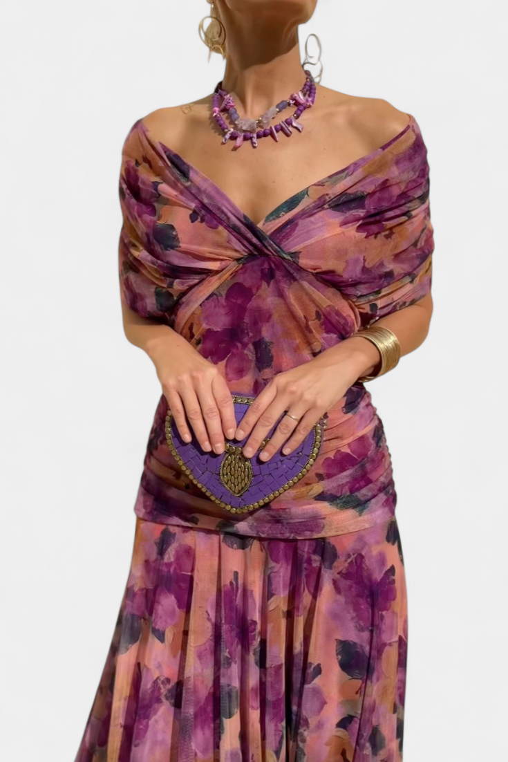 Women's Long Elegant Flowy Dress – V-Neck Sophisticated Design 8