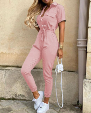 Trendy retro-jumpsuit med knapstolpe – Efterårsmagi Velia