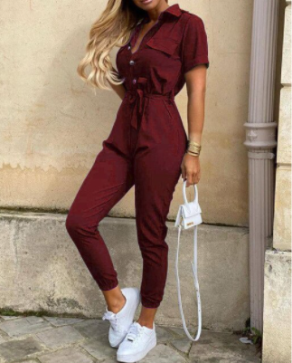 Trendy retro-jumpsuit med knapstolpe – Efterårsmagi Velia