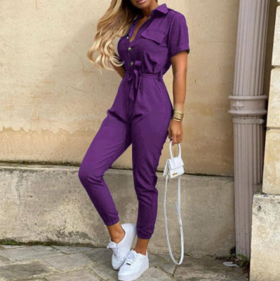 Trendy retro-jumpsuit med knapstolpe – Efterårsmagi Velia