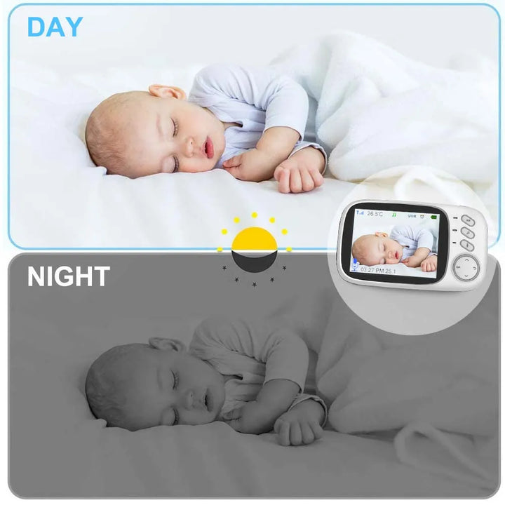 3,5-tommer video baby monitor med nattesyn, temperaturdisplay og tovejs lyd