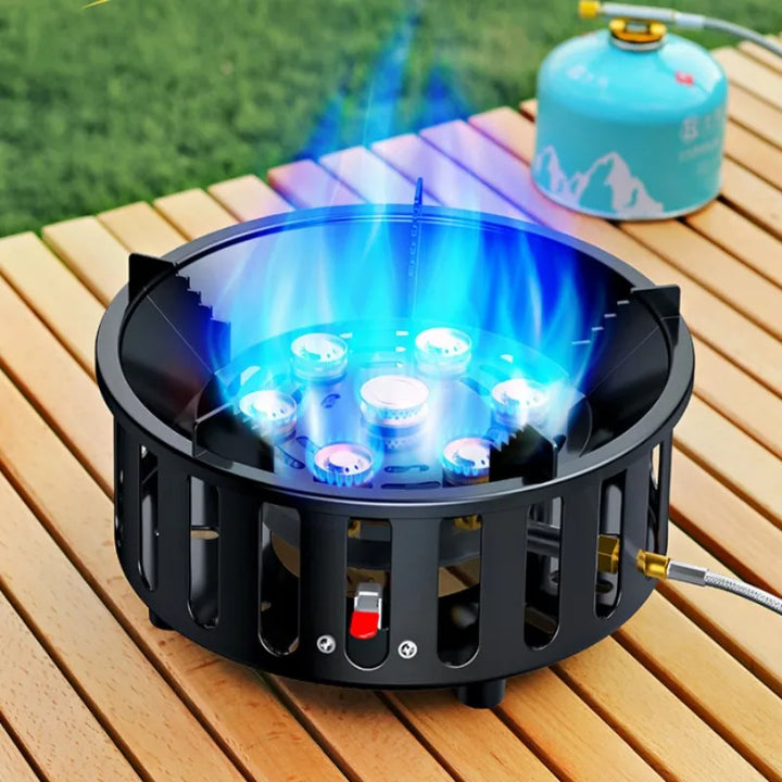 7-Core Bærbar Camping Gasblus med Elektronisk Tænding – Kael