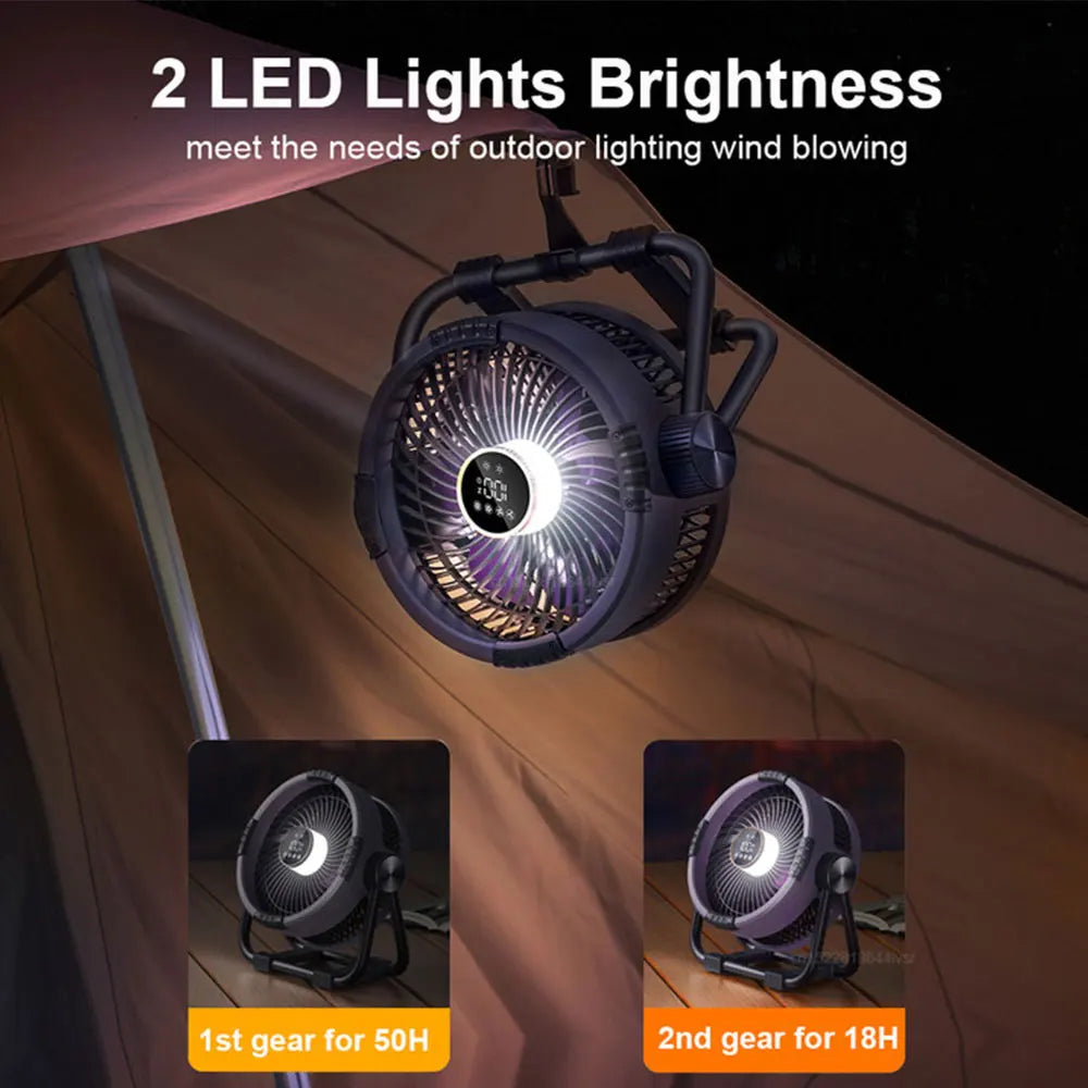 Campingvifte med 20000mAh batteri, LED-lys og fjernbetjening – WindMate