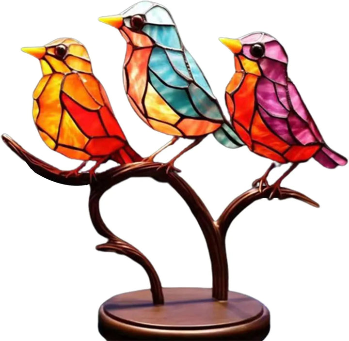 Farvede fugle på en gren - dekorativ skulptur - ColorBirds