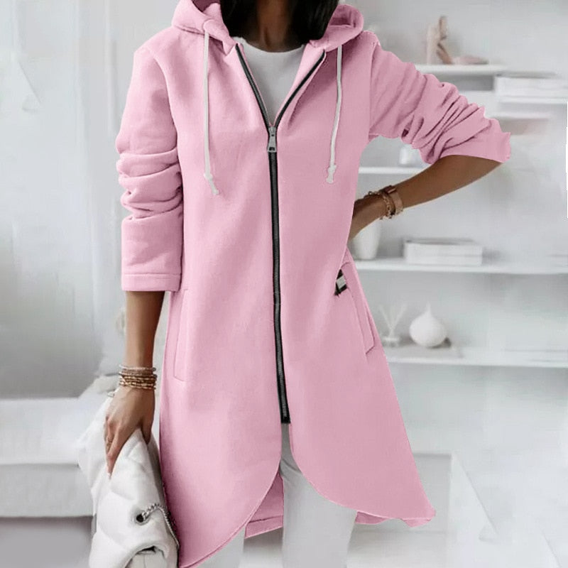 Dame hoodie vest med lynlås og hætte – Shaly