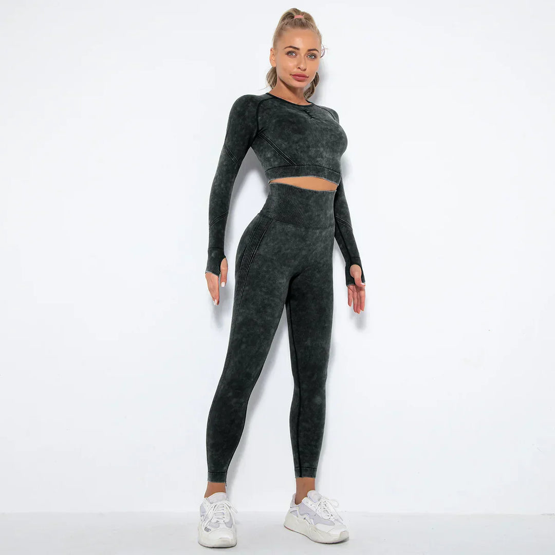 Sømløst yogasæt til kvinder med cropped top - Nova