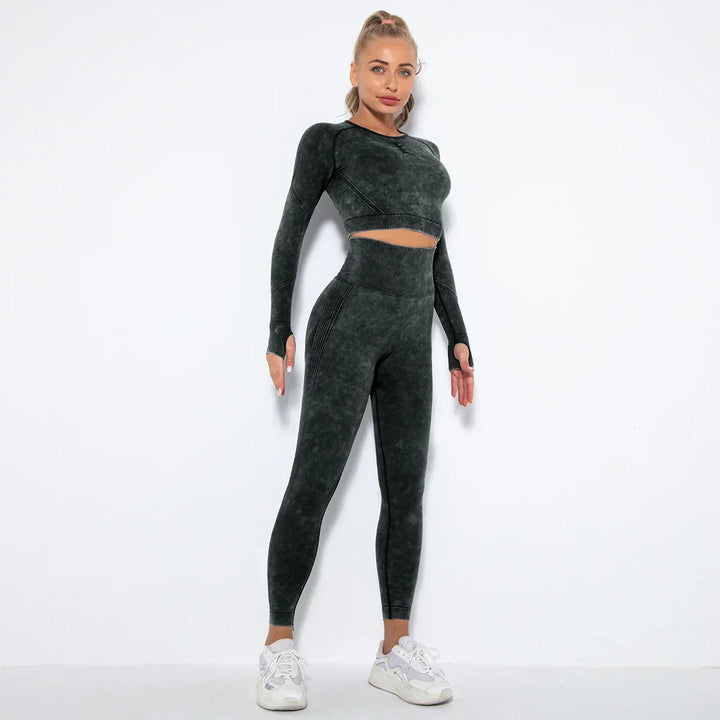 Sømløst yogasæt til kvinder med cropped top - Nova